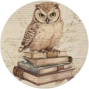 QUICQOD Owl Book Mouse Pad,Retro Trendy Non-Slip Rubber Base Mousepads for Home Office Dorm Desk Decor,Owl Gifts for Owl Lovers,8.7 x 8.7 Inch