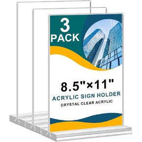 Arrobust 8.5 x 11 Acrylic Sign Holder Clear Display Table Signs Stand, Double Sided T Shape Flyer Holder Plastic for Picture Paper Frame Holder Home Office Menu Retail Show Fair, 6 Pack in Saudi Arabia