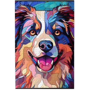 Boston Terrier Dogs Lovers Stained Colorful Glass 1000 Pieces Art Painting Wooden Puzzle for Kids Adults, Birthday Mother's Father's Day Christmas for Dad Mom Son Girls