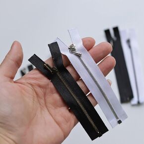 10cm/3.9" Super Tiny Open End Zippers, Doll Clothes Zippers, Metal Teeth, Micro Mini Zippers, Black/White Tape, Perfect for Doll Sweing Clothes (1PCS)