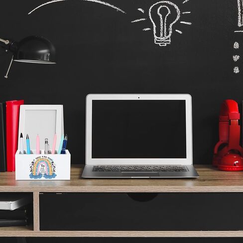 هدايا تقدير المعلم من maitys، منظم مكتب المعلم، حوامل أقلام خشبية، حامل قلم تقدير، منظم قلم سطح المكتب الأبيض، ديكور مكتب المعلم لمستلزمات المكتب، 6 × 2.7 × 3.1 بوصة in Kuwait