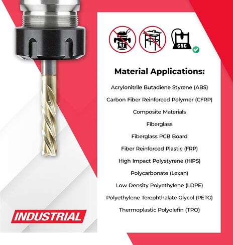 Amana Tool - 51535 Solid Carbide CNC Spiral for Glass Reinforced Plastic Cutting 1/4 Dia x in Saudi Arabia