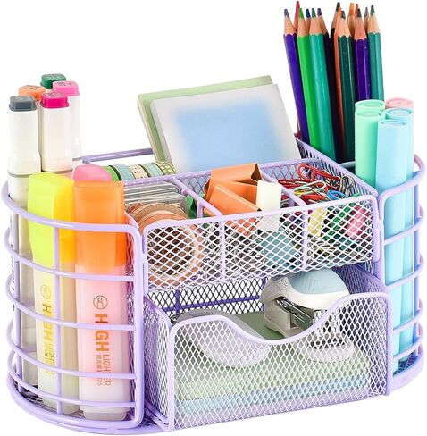 منظمات وإكسسوارات مكتب سباكريا، حامل أقلام منظم للمكتب، منظم لوازم المكتب المكتبية (ذهبي وردي) in Kuwait