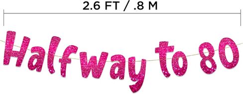 Halfway To 80 Black Glitter Banner - Happy 40th Birthday Party Banner - 40th Birthday Party Decorations and Supplies - 40th Wedding Anniversary Decorations in Kuwait