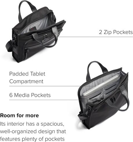 TUMI Slim Deluxe Portfolio - Ballistic Nylon Briefcase for Men & Women - Stylish Organizer Briefcase for Business & Travel - Anthracite in Kuwait