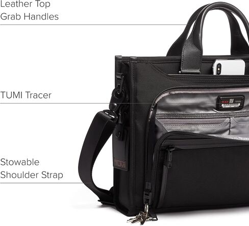 TUMI Slim Deluxe Portfolio - Ballistic Nylon Briefcase for Men & Women - Stylish Organizer Briefcase for Business & Travel - Anthracite in Kuwait