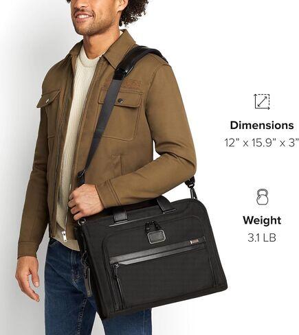 TUMI Slim Deluxe Portfolio - Ballistic Nylon Briefcase for Men & Women - Stylish Organizer Briefcase for Business & Travel - Anthracite in Kuwait