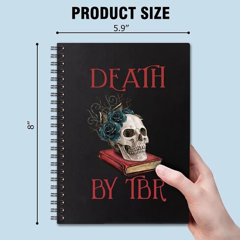 Death By TBR Hardcover 160 Pages Spiral Notebooks 6x8 Inches for Writing and Drawing, Funny Books Black Journal Or Diary Gift For Teacher Student Bookish Book Lover Bookstagram Bookworm in Saudi Arabia