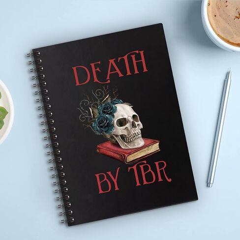 Death By TBR Hardcover 160 Pages Spiral Notebooks 6x8 Inches for Writing and Drawing, Funny Books Black Journal Or Diary Gift For Teacher Student Bookish Book Lover Bookstagram Bookworm in Saudi Arabia