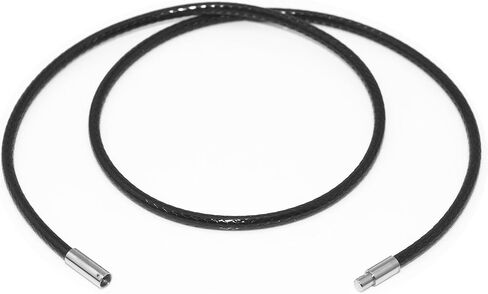 Glory Qin 2mm Dark Brown Leather Cord Stainless Steel Rice Clasps Necklace Rope 16 to 28 Inch (Dark Brown 16 Inch) in Kuwait