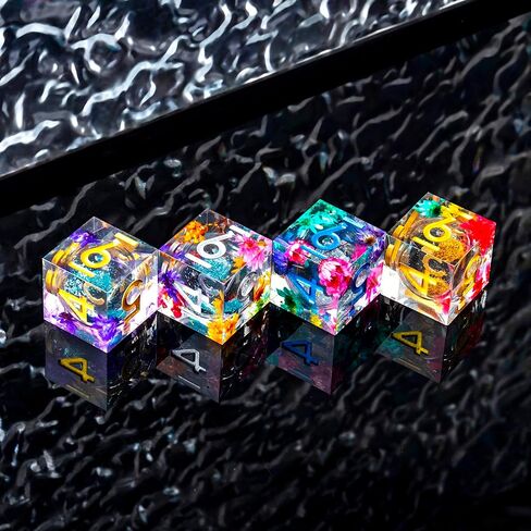Liquid Core DND Dice Set, 7pcs Sharp Edge Dice for Role Playing Dungeons and Dragons Ttrpg with Gift Box, Handmade Resin D&D Dice RPG Role Playing Games Dice Set(Blue) in Saudi Arabia