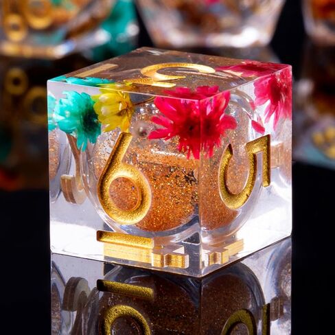 Liquid Core DND Dice Set, 7pcs Sharp Edge Dice for Role Playing Dungeons and Dragons Ttrpg with Gift Box, Handmade Resin D&D Dice RPG Role Playing Games Dice Set(Blue) in Saudi Arabia