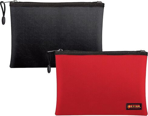 Better Office Products 2 Pack Fireproof Document Bag, 13.4" x 9.4", Storage Pouch with Zipper, Safe Storage Bag, Water-Resistant Material, Holder for Letter Size & A4 Documents (1 Red + 1 Black) in Kuwait