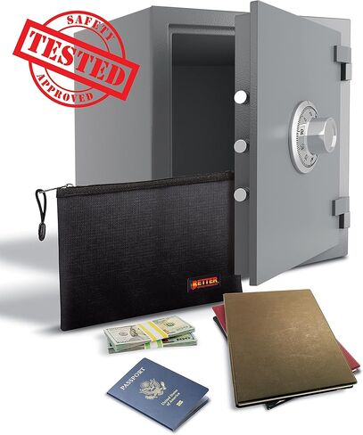 Better Office Products 2 Pack Fireproof Document Bag, 13.4" x 9.4", Storage Pouch with Zipper, Safe Storage Bag, Water-Resistant Material, Holder for Letter Size & A4 Documents (1 Red + 1 Black) in Kuwait