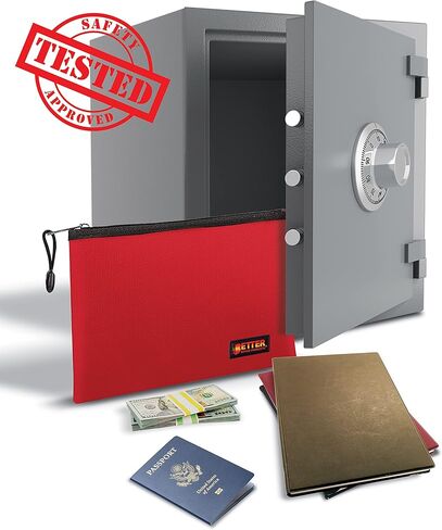 Better Office Products 2 Pack Fireproof Document Bag, 13.4" x 9.4", Storage Pouch with Zipper, Safe Storage Bag, Water-Resistant Material, Holder for Letter Size & A4 Documents (1 Red + 1 Black) in Kuwait
