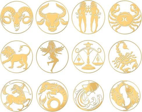 OLYCRAFT 12 Pcs Constellation Pattern Stickers Self Adhesive Golden Stickers Zodiac Signs Metal Stickers Brass Stickers for DIY Scrapbooks Resin Crafts Phone Decorations Cool Sticker - 12 Styles in Saudi Arabia