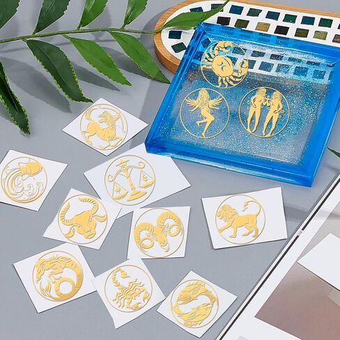 OLYCRAFT 12 Pcs Constellation Pattern Stickers Self Adhesive Golden Stickers Zodiac Signs Metal Stickers Brass Stickers for DIY Scrapbooks Resin Crafts Phone Decorations Cool Sticker - 12 Styles in Saudi Arabia