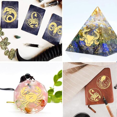 OLYCRAFT 12 Pcs Constellation Pattern Stickers Self Adhesive Golden Stickers Zodiac Signs Metal Stickers Brass Stickers for DIY Scrapbooks Resin Crafts Phone Decorations Cool Sticker - 12 Styles in Saudi Arabia
