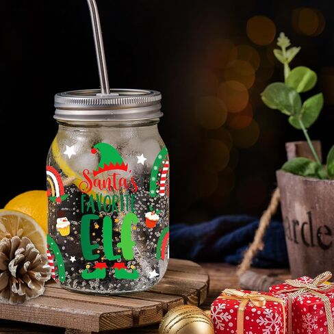 10pcs Christmas Cup Stickers, Xmas Glass Rub On Transfer Decals Christmas Cup Wrap for 16OZ Cups Decor Christmas Decorations Supplies (Style B) in Saudi Arabia