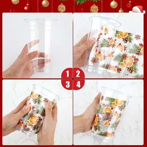 10pcs Christmas Cup Stickers, Xmas Glass Rub On Transfer Decals Christmas Cup Wrap for 16OZ Cups Decor Christmas Decorations Supplies (Style B) in Saudi Arabia