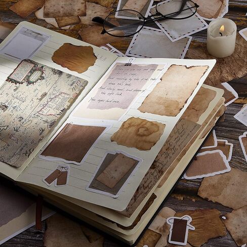 90 Pieces/ 2 Sets Vintage Scrapbook Paper Stickers Classic Old Stickers Paper Old Journal Stickers Retro Paper Stickers for Personal Retro Crafts Junk Journal Projects Collection Diary Supplies in Saudi Arabia