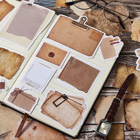 90 Pieces/ 2 Sets Vintage Scrapbook Paper Stickers Classic Old Stickers Paper Old Journal Stickers Retro Paper Stickers for Personal Retro Crafts Junk Journal Projects Collection Diary Supplies in Saudi Arabia