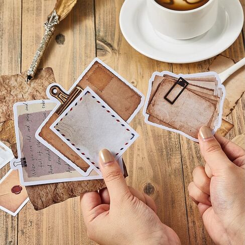 90 Pieces/ 2 Sets Vintage Scrapbook Paper Stickers Classic Old Stickers Paper Old Journal Stickers Retro Paper Stickers for Personal Retro Crafts Junk Journal Projects Collection Diary Supplies in Saudi Arabia
