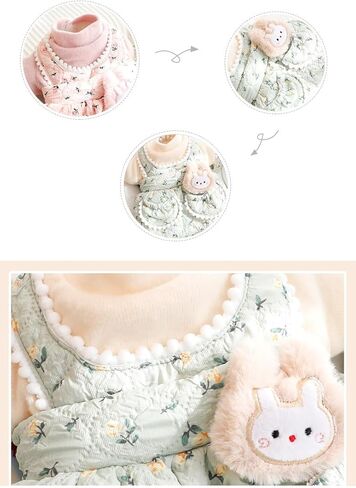 AZA Dog Princess Dresses for Small Dogs Bunny Suspenders Dress Clothes Double Pockets Costume Flower Pet Girl Cute Coat Outfits Fall Costumes Winter Thick Dog Sweater (L,Pink) in Saudi Arabia