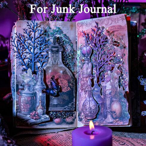 180Pcs Dark Academia Scrapbook Paper, Vintage Junk Journal Supplies for Scrapbooking Kit, Magic Potion Decoupage Paper for Collage, Decorative Craft DIY, Witch Decor for Wall Collage Kit in Kuwait