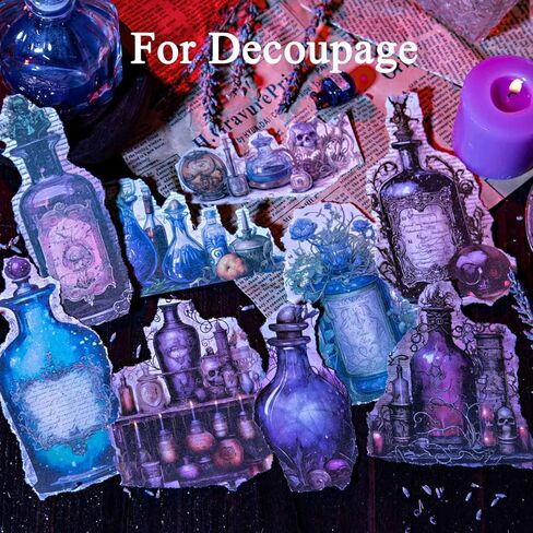 180Pcs Dark Academia Scrapbook Paper, Vintage Junk Journal Supplies for Scrapbooking Kit, Magic Potion Decoupage Paper for Collage, Decorative Craft DIY, Witch Decor for Wall Collage Kit in Kuwait