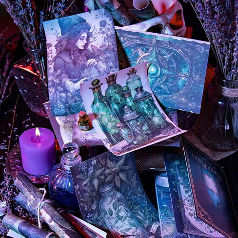 180Pcs Dark Academia Scrapbook Paper, Vintage Junk Journal Supplies for Scrapbooking Kit, Magic Potion Decoupage Paper for Collage, Decorative Craft DIY, Witch Decor for Wall Collage Kit in Kuwait