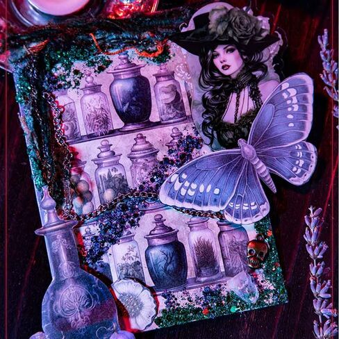 180Pcs Dark Academia Scrapbook Paper, Vintage Junk Journal Supplies for Scrapbooking Kit, Magic Potion Decoupage Paper for Collage, Decorative Craft DIY, Witch Decor for Wall Collage Kit in Kuwait