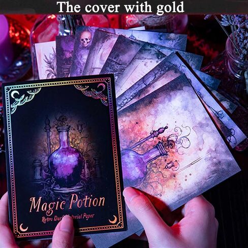 180Pcs Dark Academia Scrapbook Paper, Vintage Junk Journal Supplies for Scrapbooking Kit, Magic Potion Decoupage Paper for Collage, Decorative Craft DIY, Witch Decor for Wall Collage Kit in Kuwait