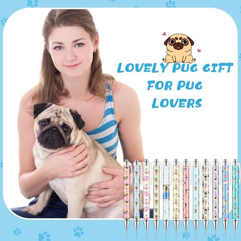 12 Pcs Animal Lover Gift Christmas Gift Bee Sloth Cat Flamingo Flower Llama Corgi Highland Cow Horse Dachshund Pug Ballpoint Pen Cute 1.0 mm Black Ink Pen for Office(Pug) in Saudi Arabia