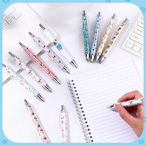 12 Pcs Animal Lover Gift Christmas Gift Bee Sloth Cat Flamingo Flower Llama Corgi Highland Cow Horse Dachshund Pug Ballpoint Pen Cute 1.0 mm Black Ink Pen for Office(Pug) in Saudi Arabia