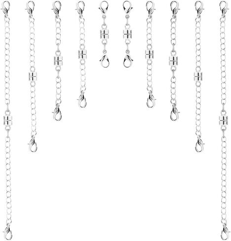 10pcs Magnetic Necklace Clasps, Double Clasp Magnetic Necklace Extenders Adjustable Lobster Clasp Necklace Extender Extension Chains for Bracelet Anklet Jewelry Making (Gold) in Saudi Arabia