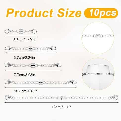 10pcs Magnetic Necklace Clasps, Double Clasp Magnetic Necklace Extenders Adjustable Lobster Clasp Necklace Extender Extension Chains for Bracelet Anklet Jewelry Making (Gold) in Saudi Arabia