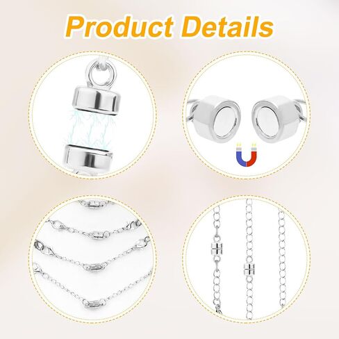 10pcs Magnetic Necklace Clasps, Double Clasp Magnetic Necklace Extenders Adjustable Lobster Clasp Necklace Extender Extension Chains for Bracelet Anklet Jewelry Making (Gold) in Saudi Arabia