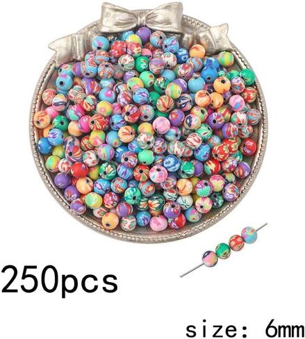 DAHI 100pcs 12mm Round Polymer Clay Beads Assorted Colorful Painted Flower Beads Handmade Loose Beads for Jewelry Making （12mm） in Saudi Arabia