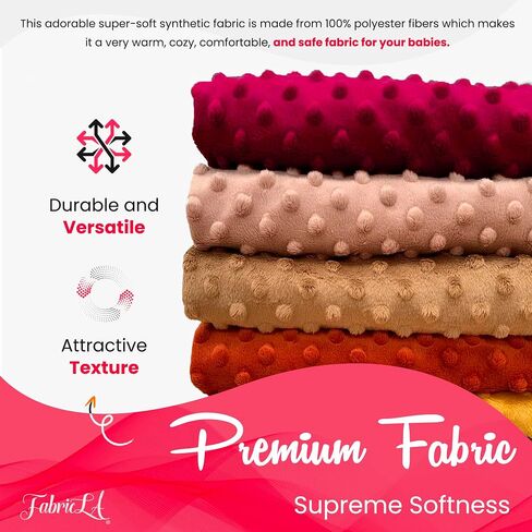Red Minky Fabric by The Yard | Oeko-TEX Certified Plush Fabric | Soft Minky Dimple Dot Cuddle Fabric | 36" X 60" inches Wide | Baby Blanket, Apparel, Throws | 2 Continuous Yards in Saudi Arabia