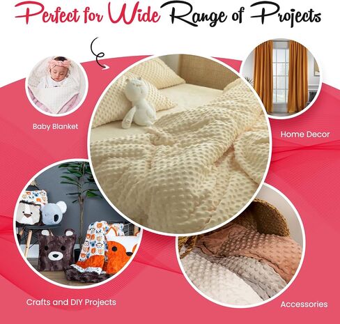 Red Minky Fabric by The Yard | Oeko-TEX Certified Plush Fabric | Soft Minky Dimple Dot Cuddle Fabric | 36" X 60" inches Wide | Baby Blanket, Apparel, Throws | 2 Continuous Yards in Saudi Arabia