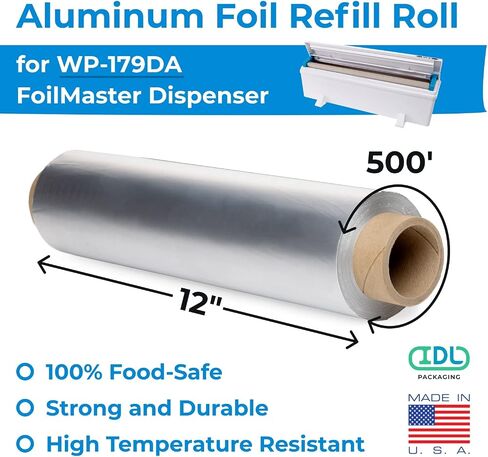 IDL Packaging WP-179DA موزع FoilMaster 12 بوصة لفافة رقائق الألومنيوم، أبيض - موزع احترافي مع قاطع لتغليف الرقائق - شفرة مخفية، قطع سلس وآمن in Saudi Arabia