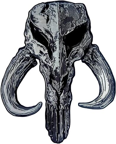Mandalorian Skull Mythosaur Patch | رقع خلفية كبيرة للسترات (الكي/الخياطة) رقع للدراجات النارية متعددة الألوان، رقع سترة مخصصة لقمصان العمل والملابس in Saudi Arabia