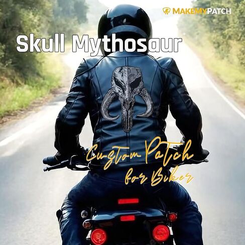 Mandalorian Skull Mythosaur Patch | رقع خلفية كبيرة للسترات (الكي/الخياطة) رقع للدراجات النارية متعددة الألوان، رقع سترة مخصصة لقمصان العمل والملابس in Saudi Arabia