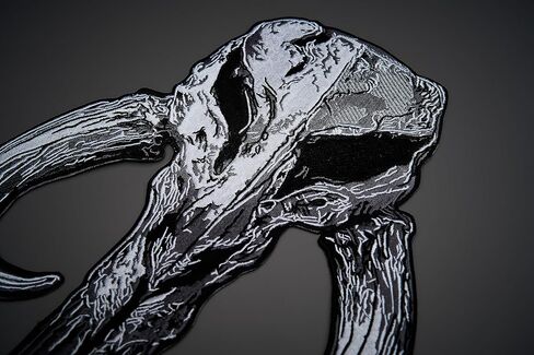 Mandalorian Skull Mythosaur Patch | رقع خلفية كبيرة للسترات (الكي/الخياطة) رقع للدراجات النارية متعددة الألوان، رقع سترة مخصصة لقمصان العمل والملابس in Saudi Arabia