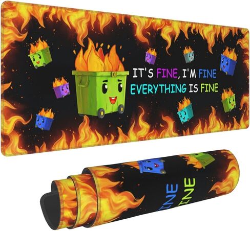 لوحة ماوس الألعاب Dumpster on Fire، وسادات ماوس كبيرة مقاس 31.5 × 11.8 بوصة للمكتب، وبساط ماوس لوحة المفاتيح مع قاعدة غير قابلة للانزلاق للمنزل والمكتب in Saudi Arabia