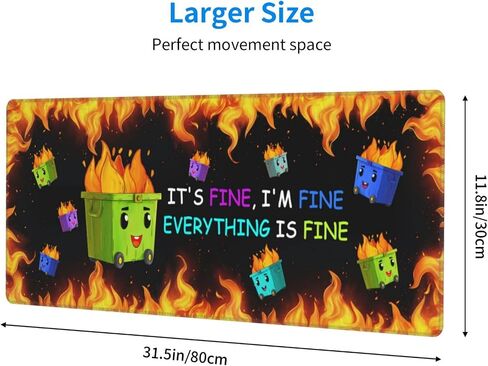لوحة ماوس الألعاب Dumpster on Fire، وسادات ماوس كبيرة مقاس 31.5 × 11.8 بوصة للمكتب، وبساط ماوس لوحة المفاتيح مع قاعدة غير قابلة للانزلاق للمنزل والمكتب in Saudi Arabia