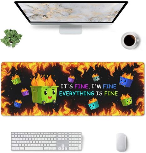 لوحة ماوس الألعاب Dumpster on Fire، وسادات ماوس كبيرة مقاس 31.5 × 11.8 بوصة للمكتب، وبساط ماوس لوحة المفاتيح مع قاعدة غير قابلة للانزلاق للمنزل والمكتب in Saudi Arabia