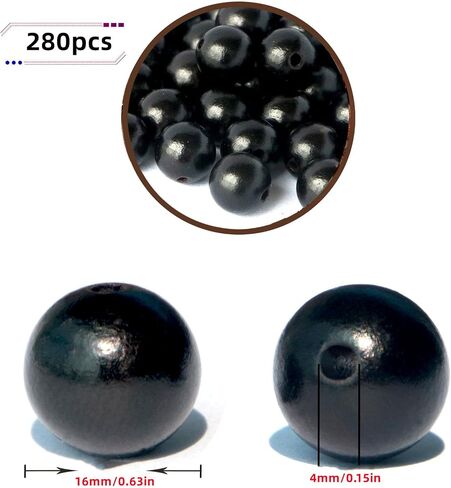 240pcs Wood Beads White 16mm for Craft and DIY Projects Decorative Beads(White Color Hole:4mm) in Saudi Arabia