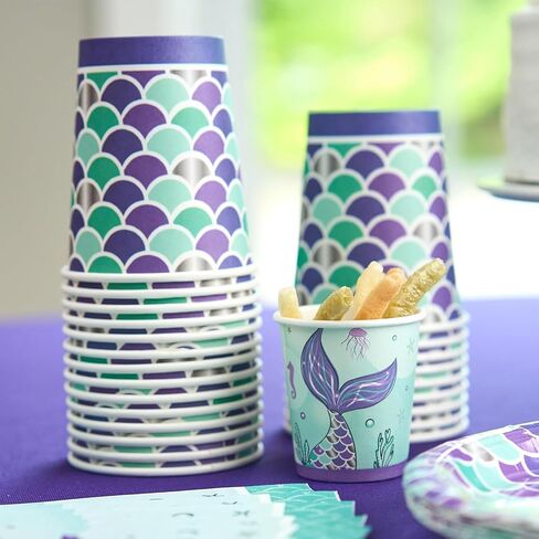 Royal Bluebonnet Mermaid Party Plates – 24 Sets of Mermaid Plates and Napkins Party Supplies, Mermaid Paper Plates, Mermaid Birthday Plates and Napkins, Mermaid Birthday Party Supplies in Saudi Arabia